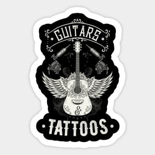 Guitars And Tattoos Vintage Guitarist Tattooed Sticker